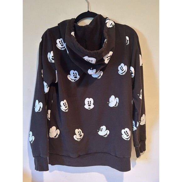 Disney Mickey Mouse Graphic Unisex Size Small Pullover Hooded Sweatshirt Black - Picture 2 of 5